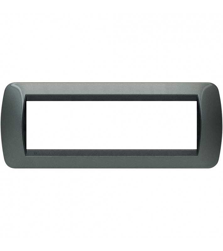 Living Int. - Placca 7 posti acciaio scuro plastica - L4807PA