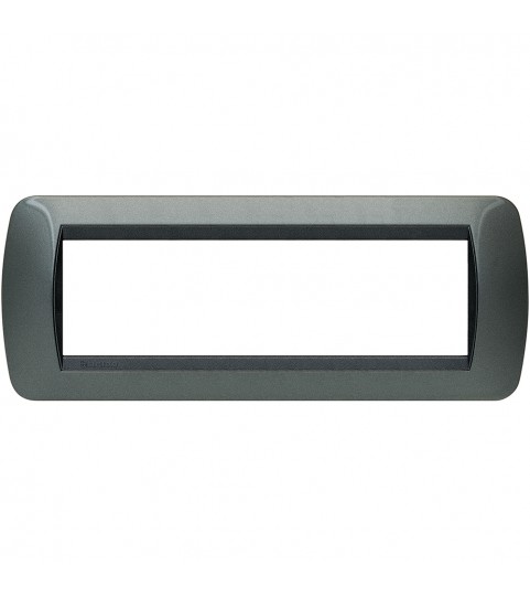 Living Int. - Placca 7 posti acciaio scuro plastica - L4807PA