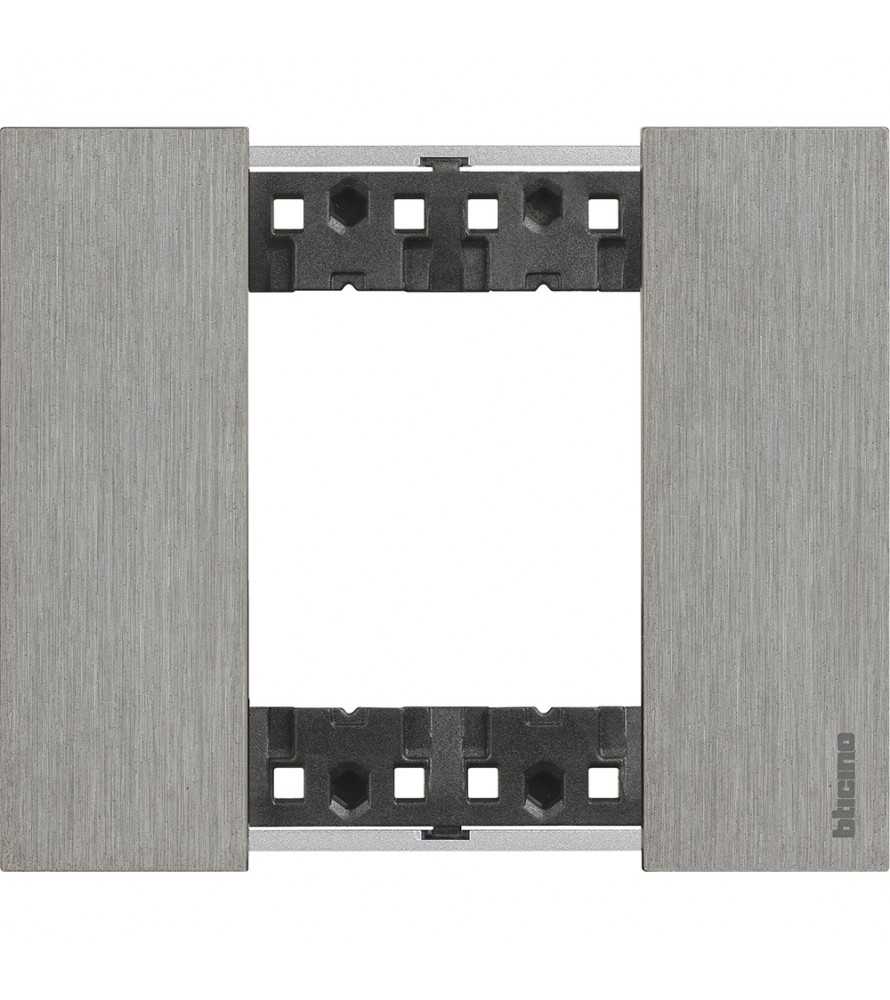 Placca Bticino Living Now 2 moduli colore acciaio KA4802ZG