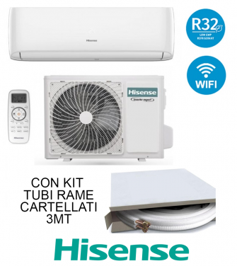 Climatizzatore Condizionatore Hisense 12000 Btu + Kit Tubi Rame 3MT  CD35YR3CG/CD35YR3CW Inverter R32 A++/