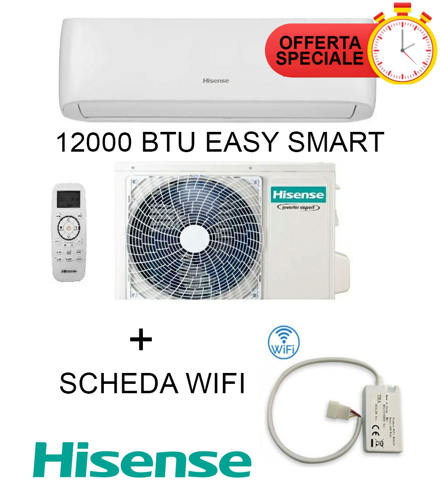 Climatizzatore EASY SMART 12000 Btu  + SCHEDA WIFI W4GX NEW EASY  Hisense Inverter  R-32 Wi-Fi Optional