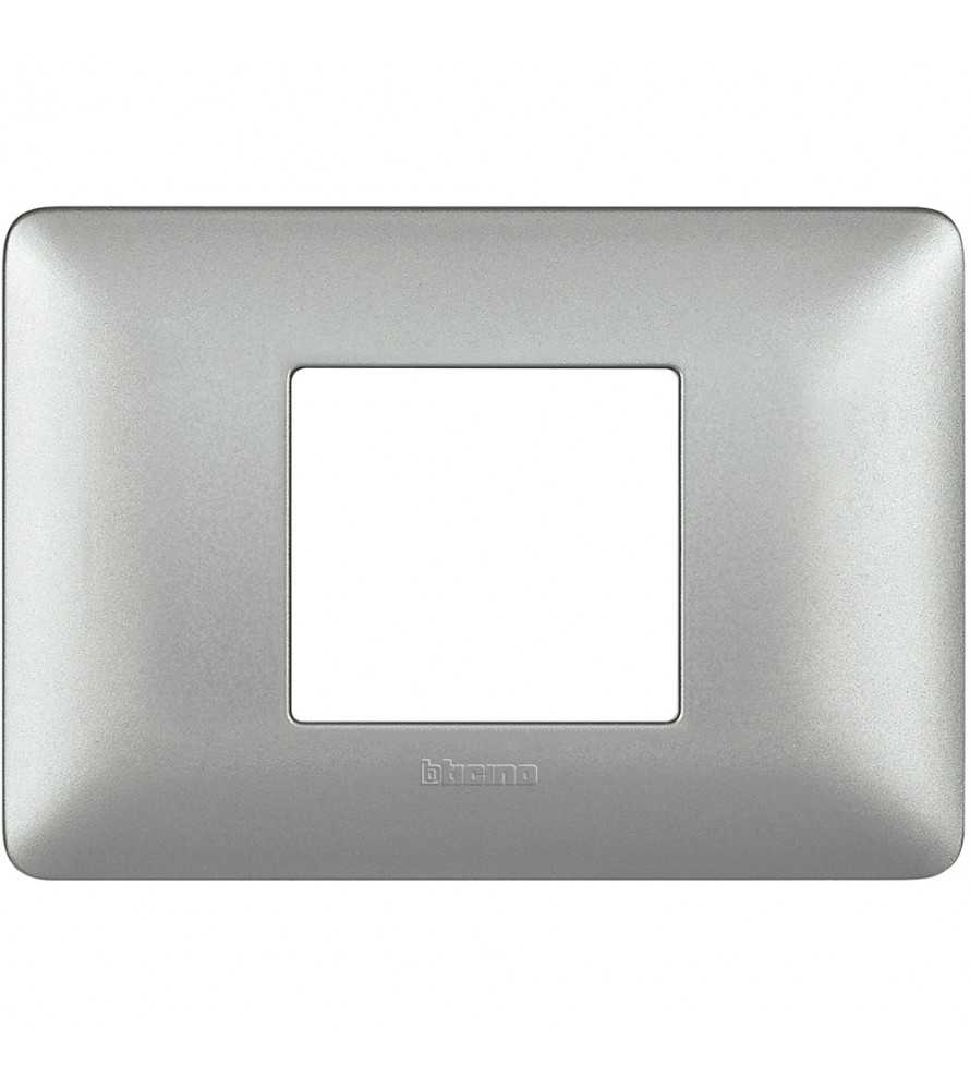 Placca Bticino Matix 2 moduli centrati silver AM4819MSL