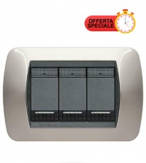 Bticino living Placca 3 moduli Nichel Nero L4803NN