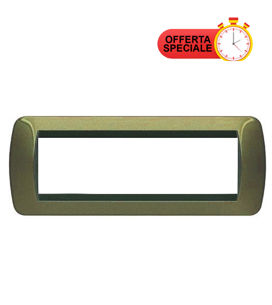 PLACCA 7 POSTI COLOR OCRA METALLIC SERIE LIVING INTERNATIONAL – BTICINO L4807OT