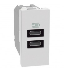 Caricatore USB Bticino MatixGO 15W con 2 porte tipo C bianco JW4191CC