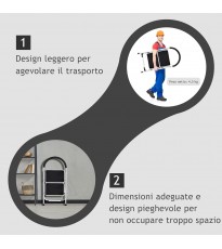 Scaletta Sgabello Pieghevole Salvaspazio 2 Gradini Antiscivolo Maniglione Rivestimento in Gomma 150KG