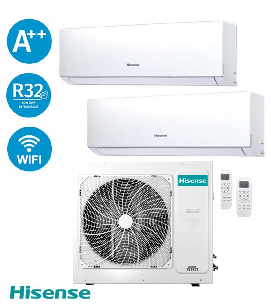 Climatizzatore Hisense Dual Inverter 12+12 6,2kW Serie New Comfort 12000+12000 Btu 3AMW62U4RFA Gas R32 A++ Wi Fi Integrato