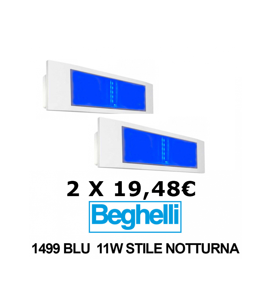 2 Lampade d' emergenza Beghelli STILE notturna Blu SE 8/24H 1499BLU