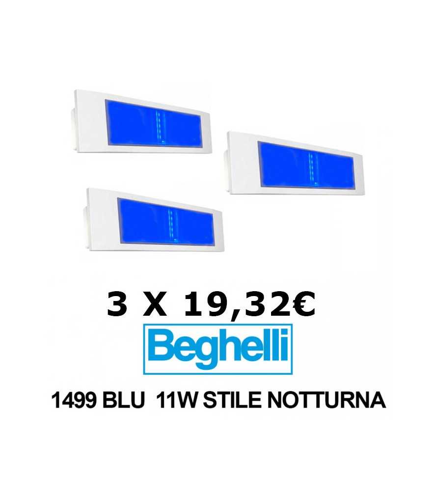 3 Lampade d' emergenza Beghelli STILE notturna Blu SE 8/24H 1499BLU