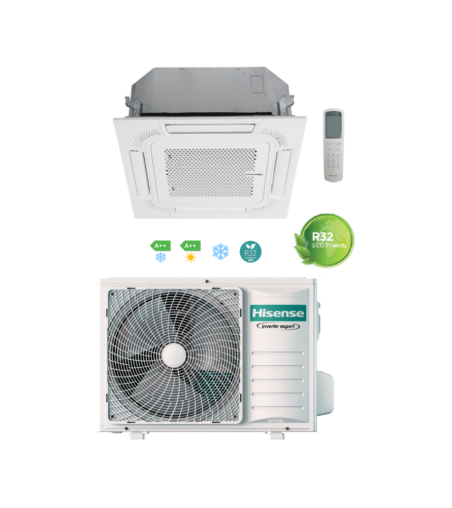 Climatizzatore Hisense Inverter a Cassetta serie SUPER 24000 Btu ACT71UR4RJC8 + AUW71U4RK8 R-32 Wi-Fi Optional Classe A++/A+