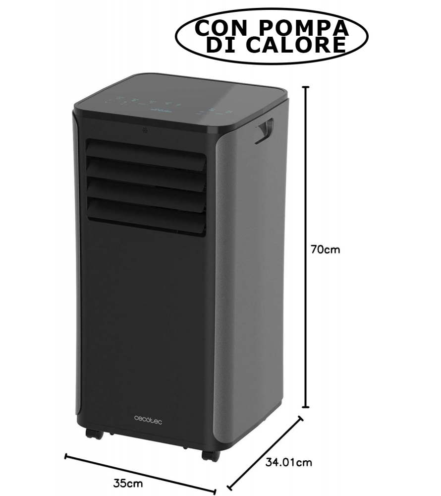 CECOTEC Condizionatore Portatile Freddo/Caldo EnergySilence Clima 9150 Potente 4 In 1 Ultrasilenzioso, 9000 BTU, 350 M³/H