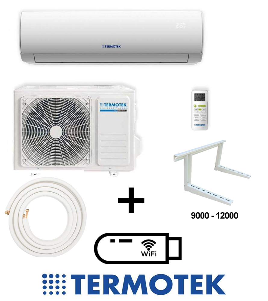 Climatizzatore 9000 BTU + KIT TUBI RAME 5MT + STAFFA + KIT WIFI AIRPLUS C9 Inverter A++