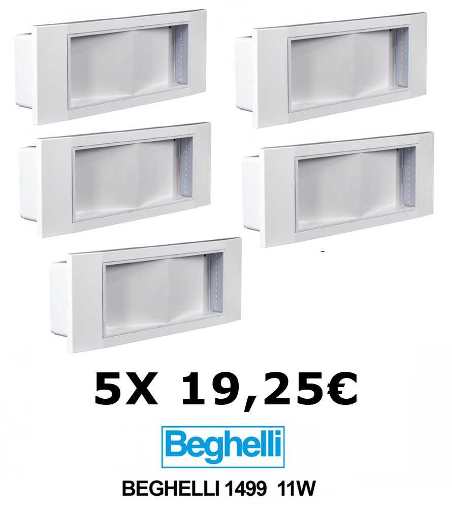 7 Lampade d'emergenza 1499 11W Beghelli STILE IN LED 8h 8106/11 completa di incasso